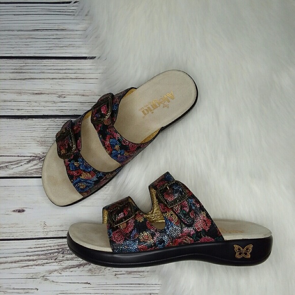 Alegria | Shoes | Alegria Multi Color Leather Floral Print Sandals | Poshmark